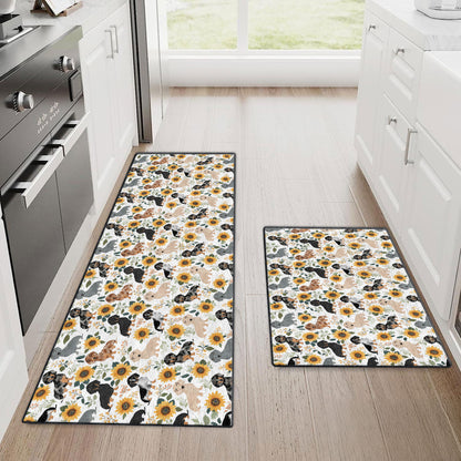 Shineful Ultra-Thin Non Skid Floor Mat, Kitchen Rugs Dachshunds & Sunflowers