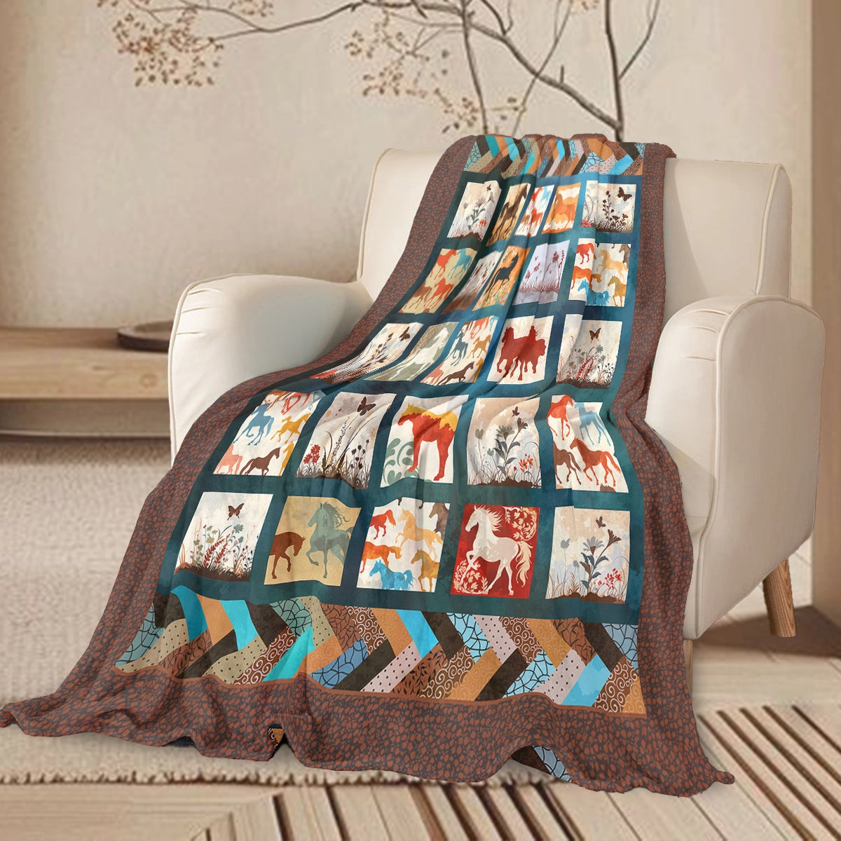 Shineful Fleece Blanket Vintage Horse