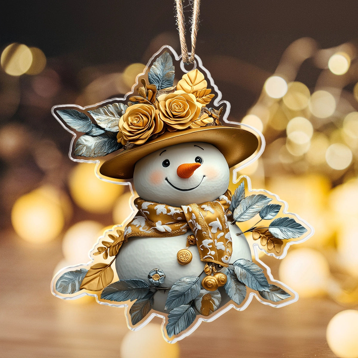 Shineful Acrylic Ornament Golden Glow Snowman