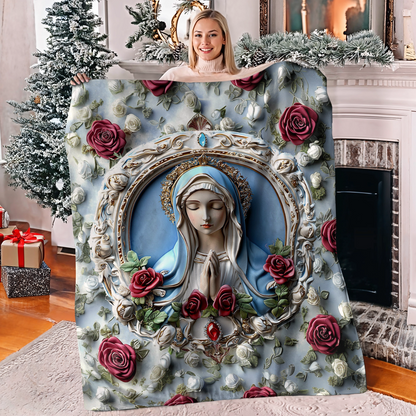 Shineful Fleece Blanket Sacred Heart Virgin Mary