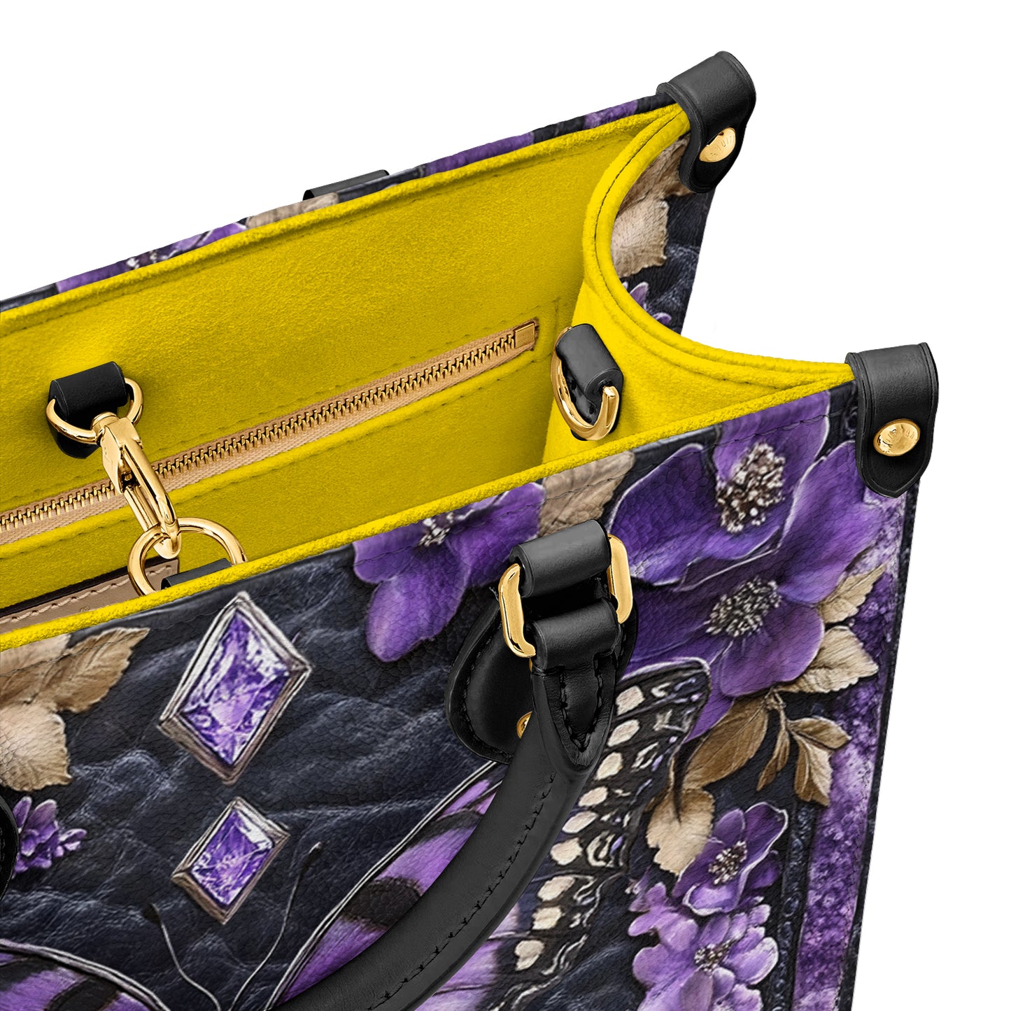 Sac en cuir brillant Purple Whimsy Blossom