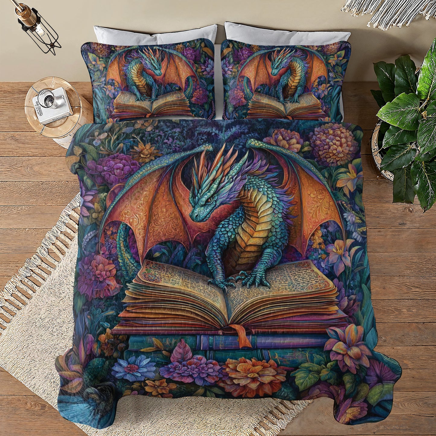 Shineful All Season Quilt 3-Piece Set Magical Dragon