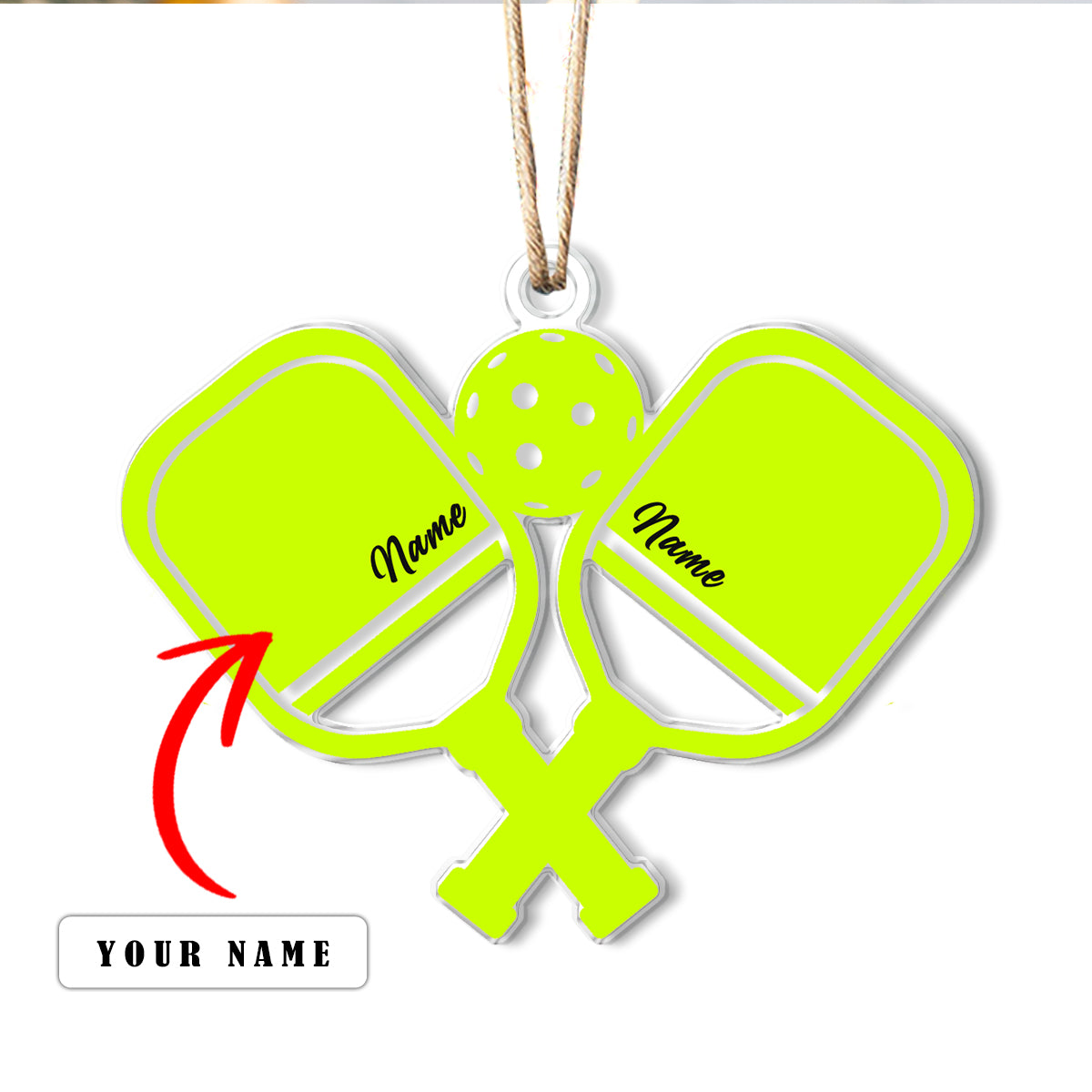 Shineful Personalized 2D Acrylic Ornament - Pickleball Paddle