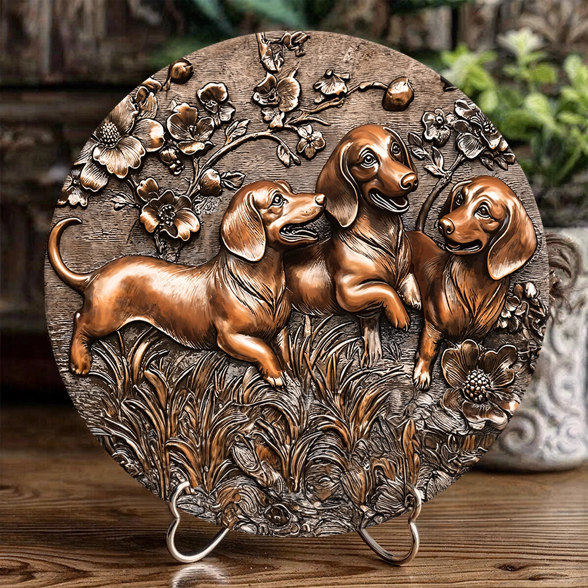 Shineful 2D Wooden Plaque, Hanging Decor, Door Sign - Joyful Dachshund Delight