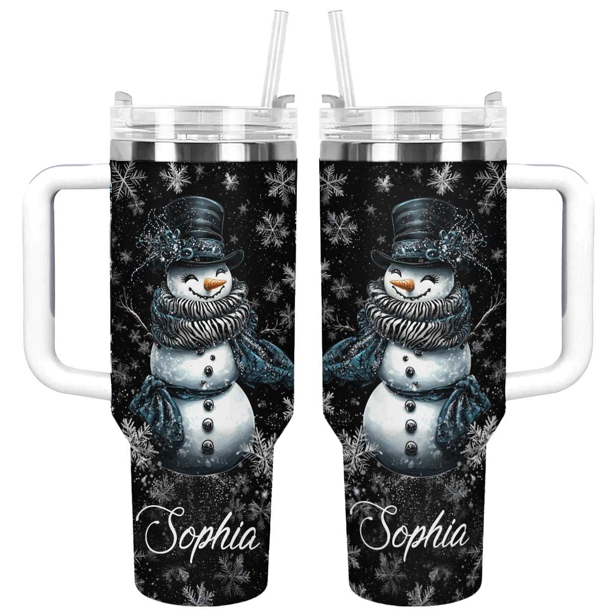 Shineful Tumbler Personalized Elegant Midnight Snowman