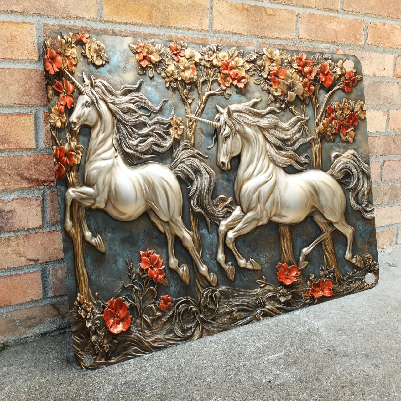 Shineful 2D Metal Sign Enchanted Unicorn Run