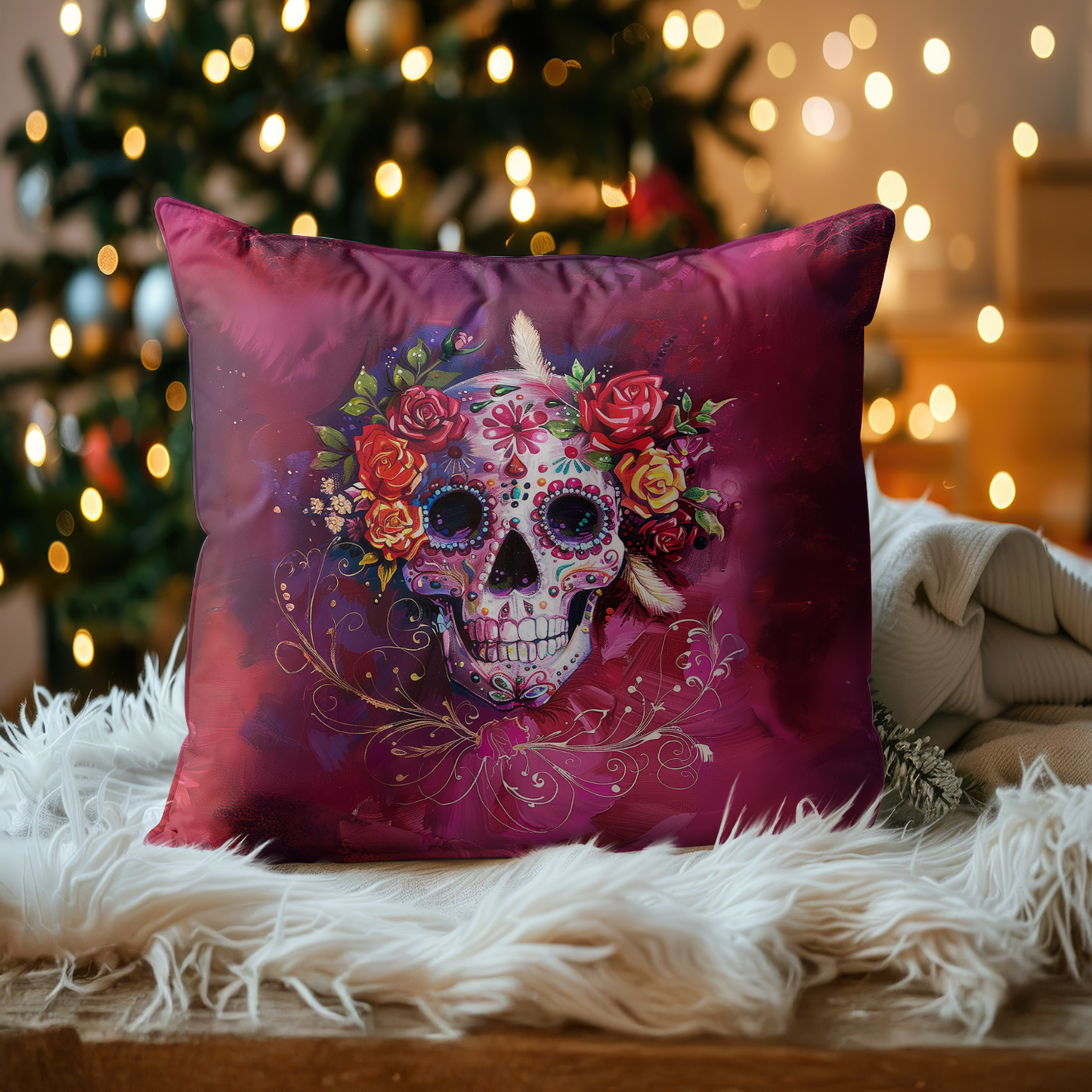 Shineful 2D Print Cushion Cover, Pillowcase, Pillows Covers - Happy Gorgeous Sugar Skull