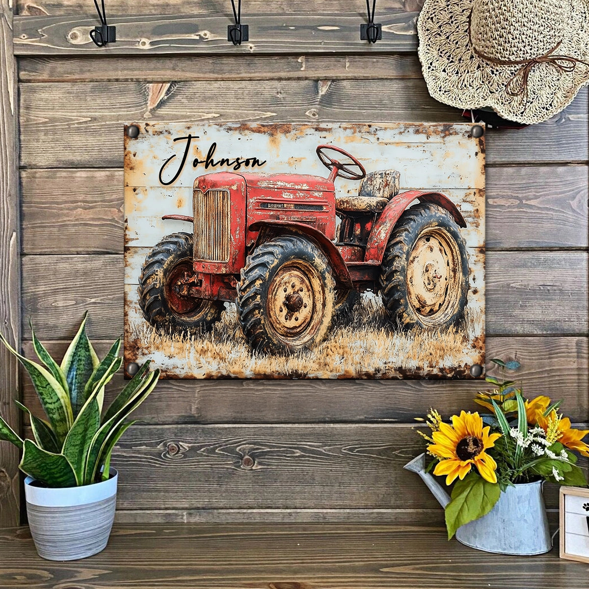 Shineful 2D Metal Sign Personalized Rustic Tractor