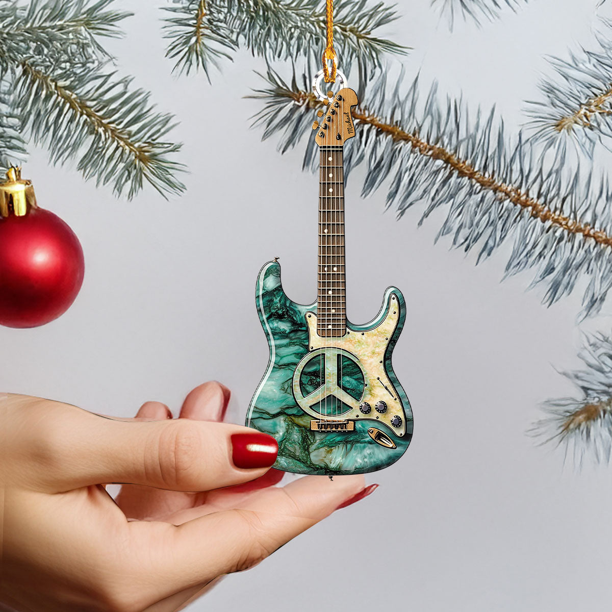 Shineful 2D Acrylic Ornament - Peace Guitar