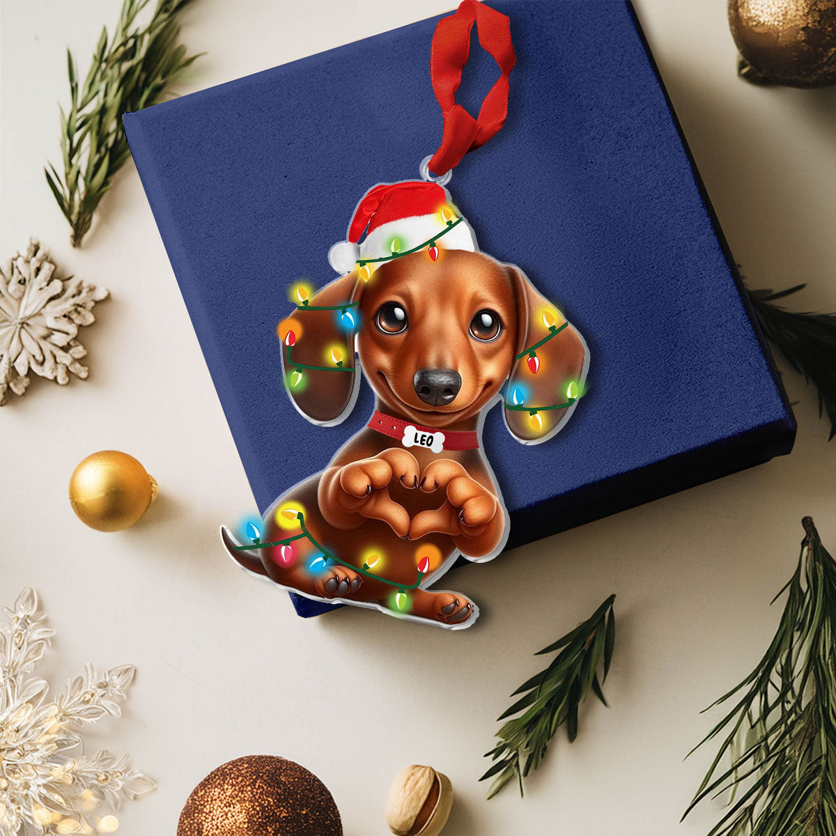 Shineful Personalized 2D Acrylic Ornament Dachshund Holiday Cheer