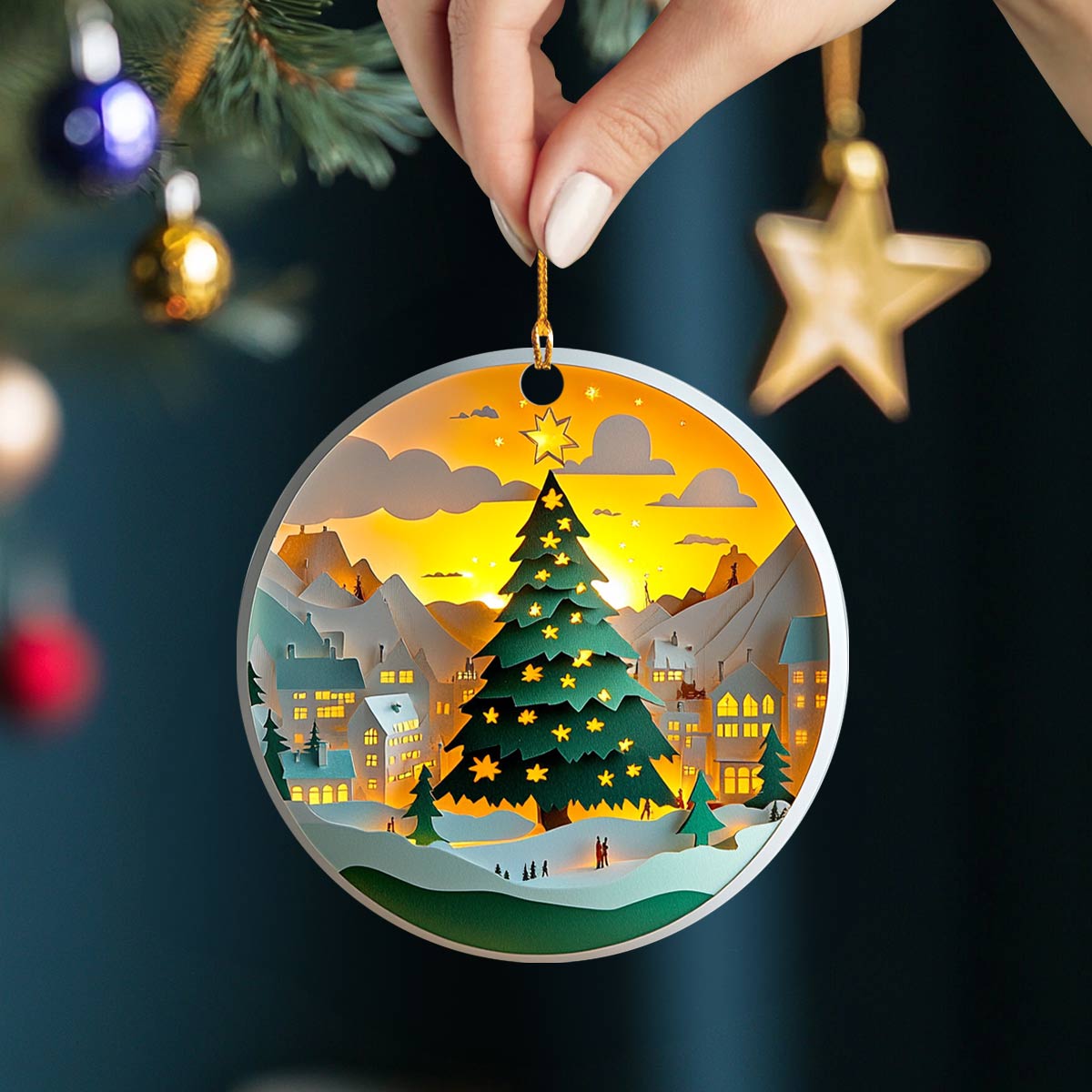 Shineful 2D Acrylic Ornament Festive Village