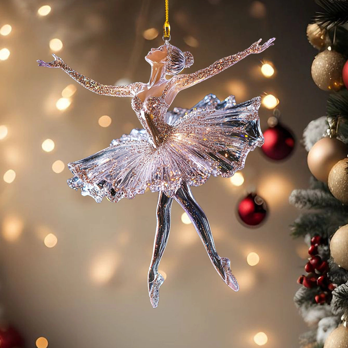 Glänzendes 2D Acryl Ornament Kristall Ballerina Tanz