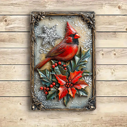 Shineful 2D Metal Sign Winter Cardinal