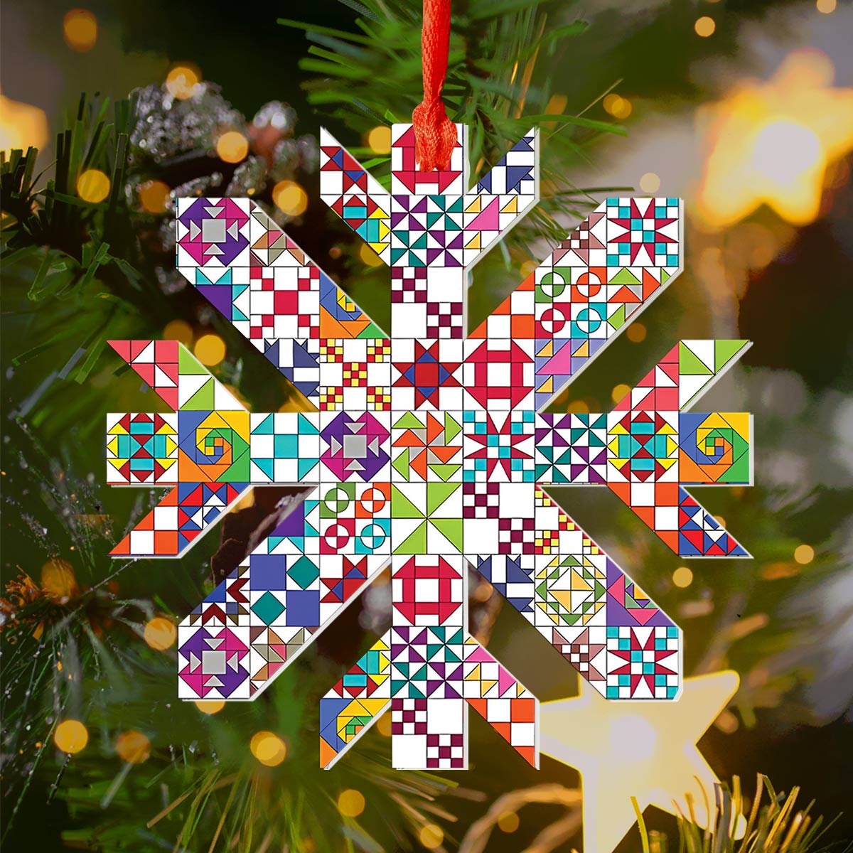 Shineful Acrylic Ornament Quilt Block Snowflake