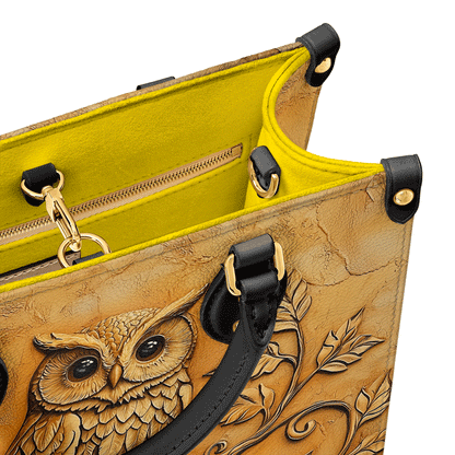 Shineful Leather Bag - Golden Grace Owl