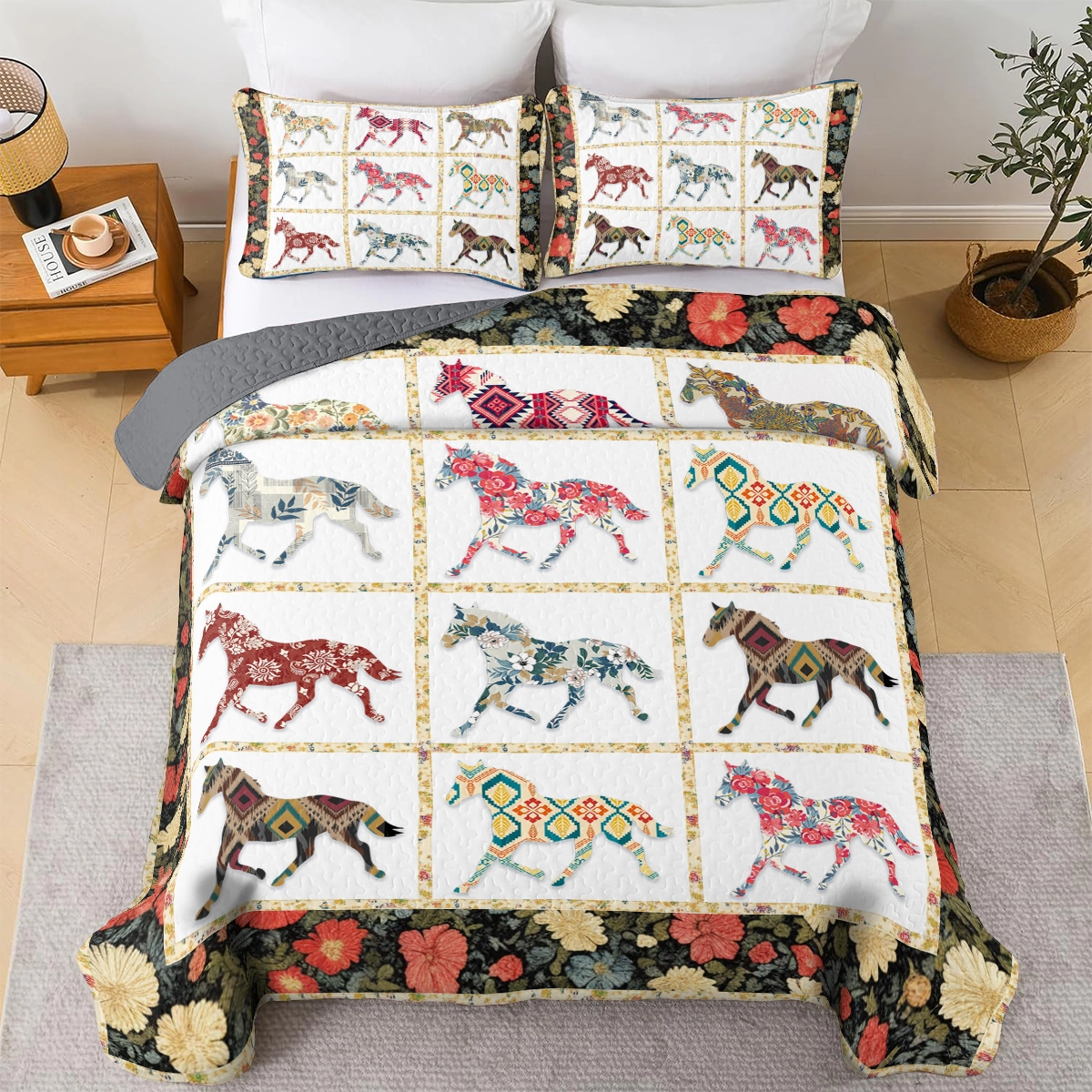 Shineful All Season Quilt 3-Piece Set Horse Equine Elegance