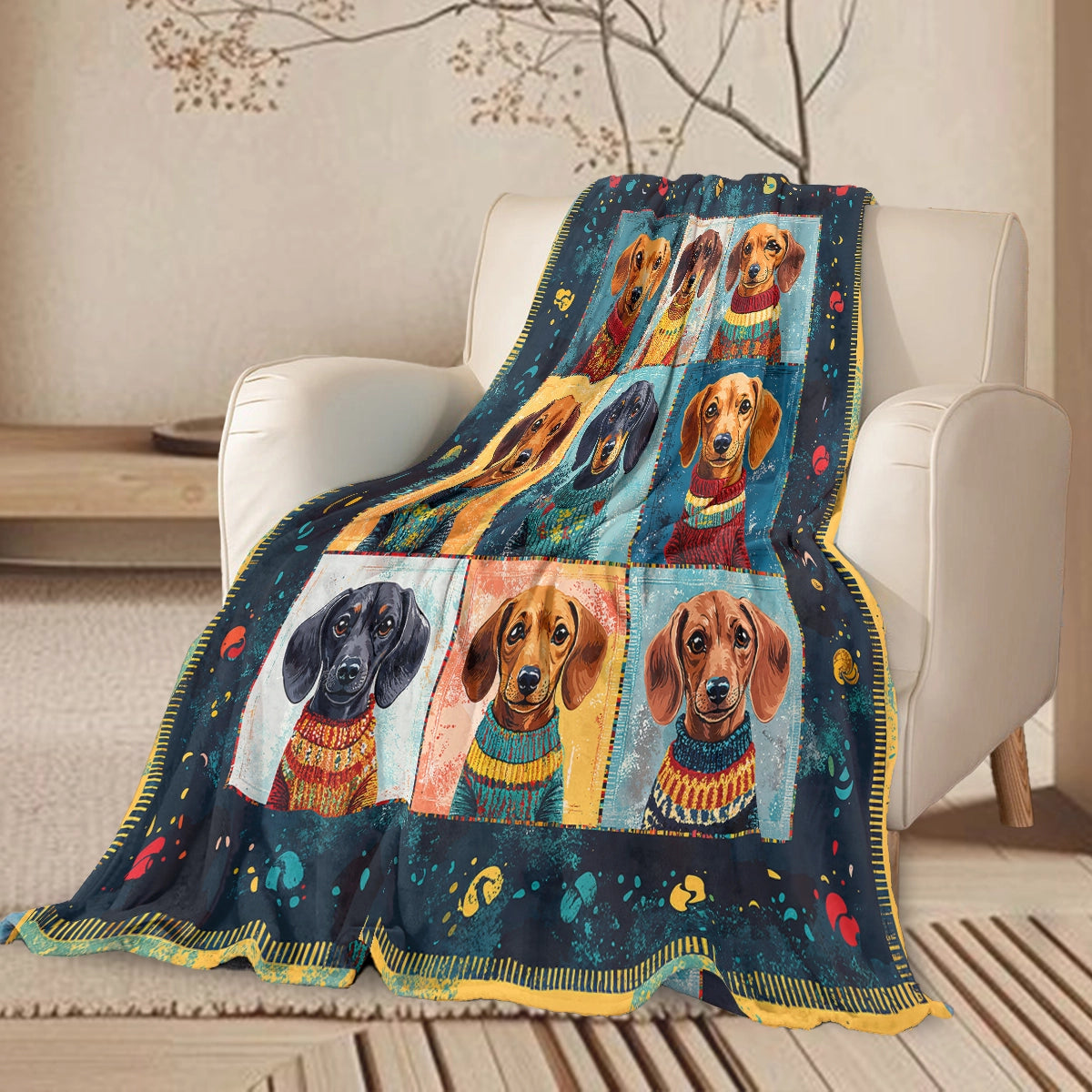 Shineful Fleece Blanket Retro Dachshund