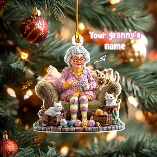 Shineful Personalized 2D Acrylic Ornament Granny Yarn Haven