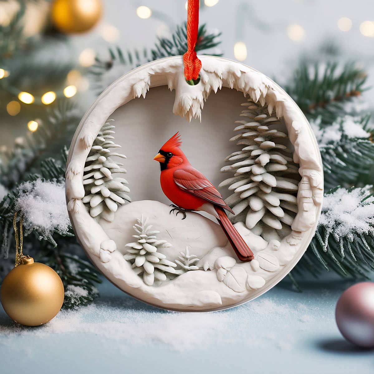 Shineful 2D Acrylic Ornament Cardinal Christmas