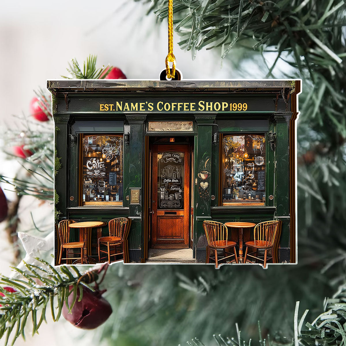 Shineful Personalized 2D Acrylic Ornament - Cozy Coffee Shop