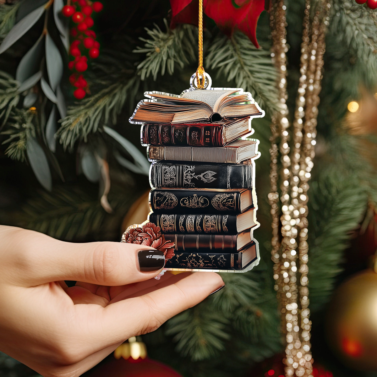 Shineful 2D Acrylic Ornament Mystical Dark Books