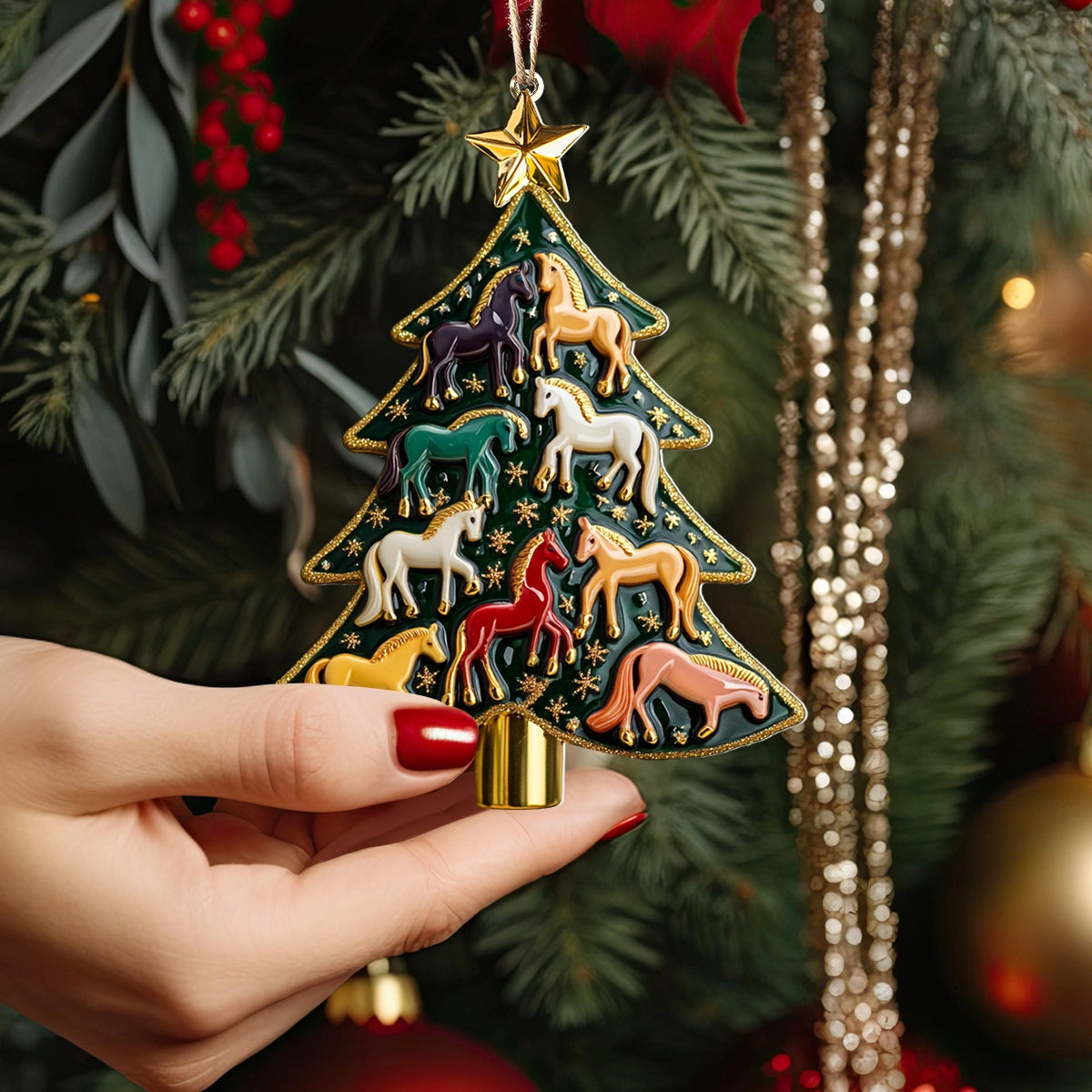 Shineful 2D Acrylic Ornament Majestic Horse Holiday Tree