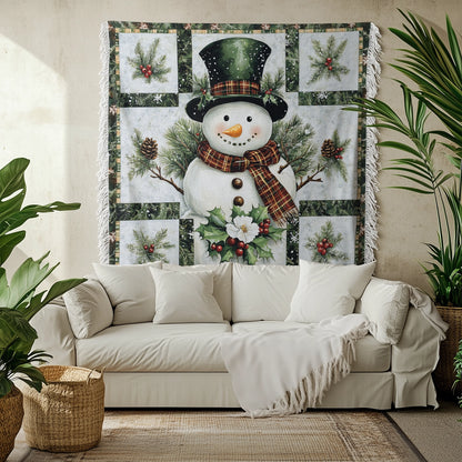 Shineful Woven Tapestry Throw Blanket - Snowman Bliss