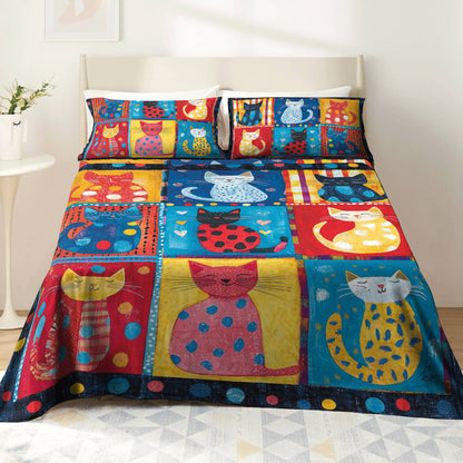 Shineful 4-Piece Bed Sheet Set Purrfect Pals