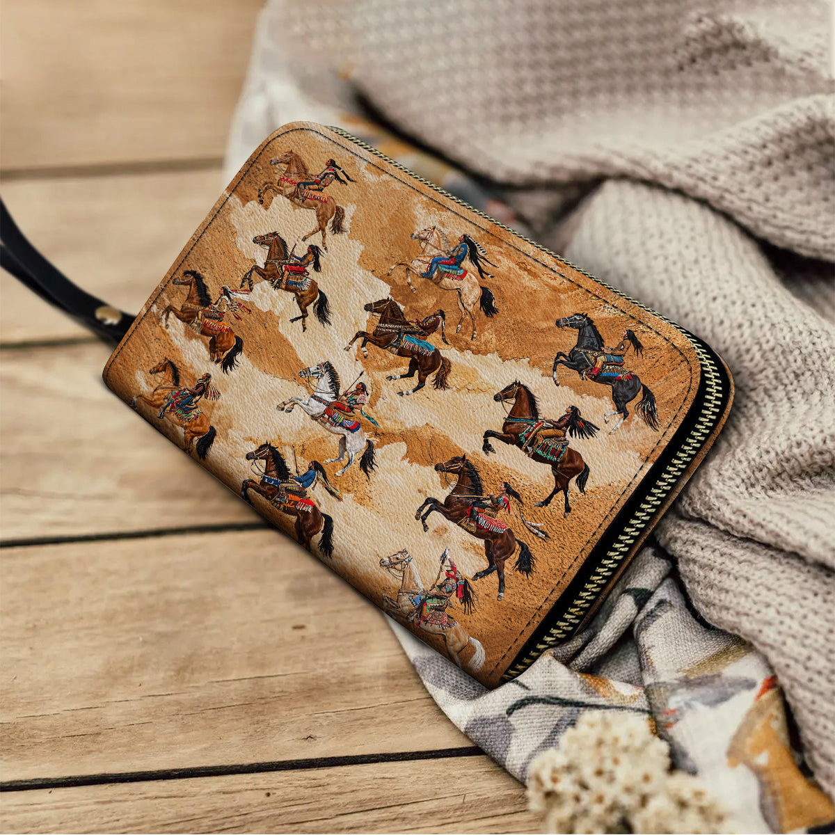 Shineful Leather Clutch Purse With Wristlet Strap Handle Shineful Leather Bag Wild Spirit Warrior