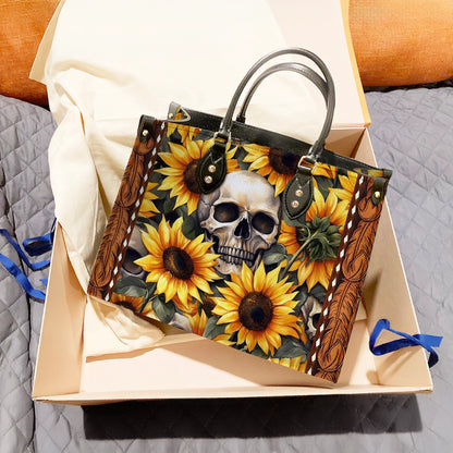 Shineful Leather Bag Sunflower Skull