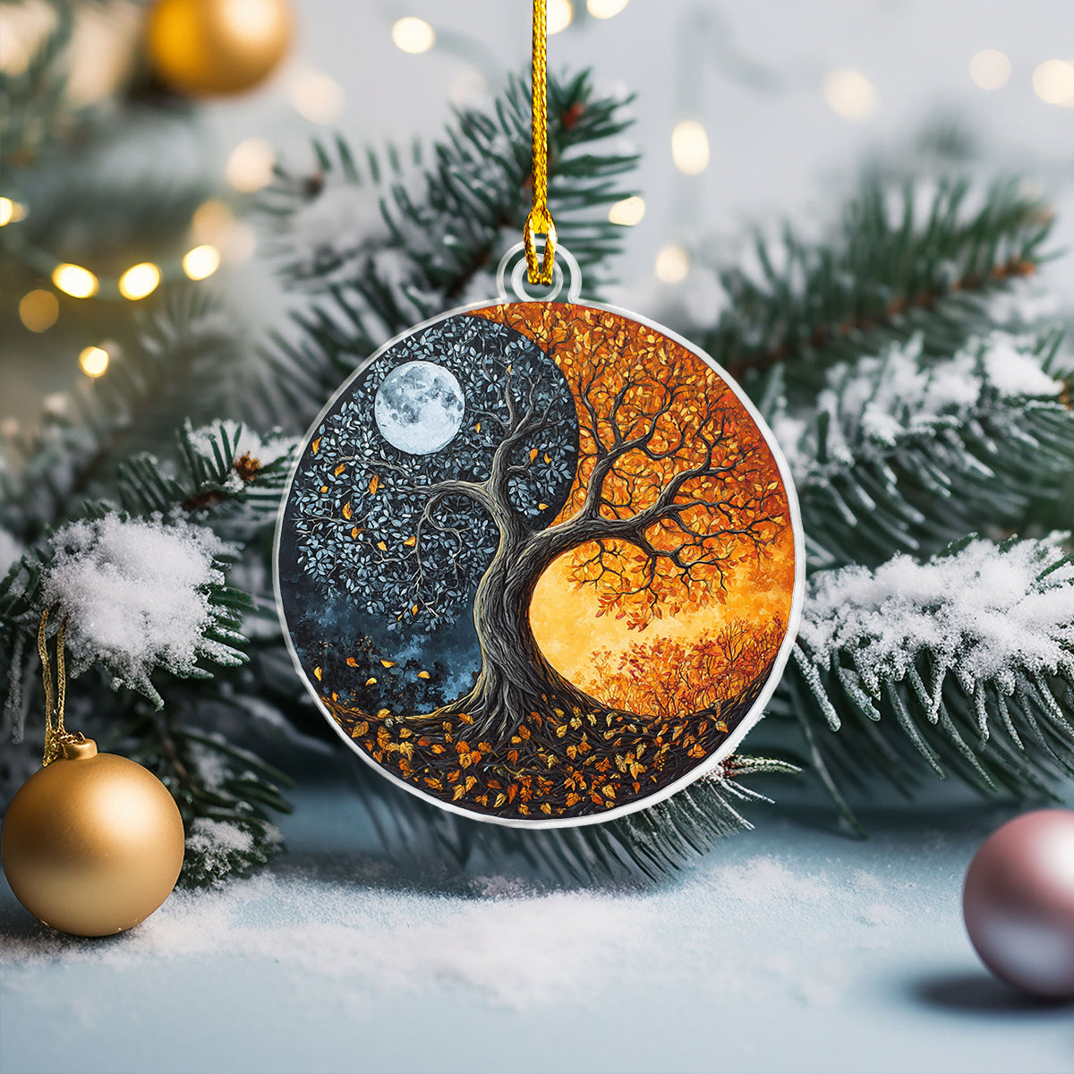 Glänzendes 2D-Acryl-Ornament – ​​Yin-Yang-Baum des Lebens