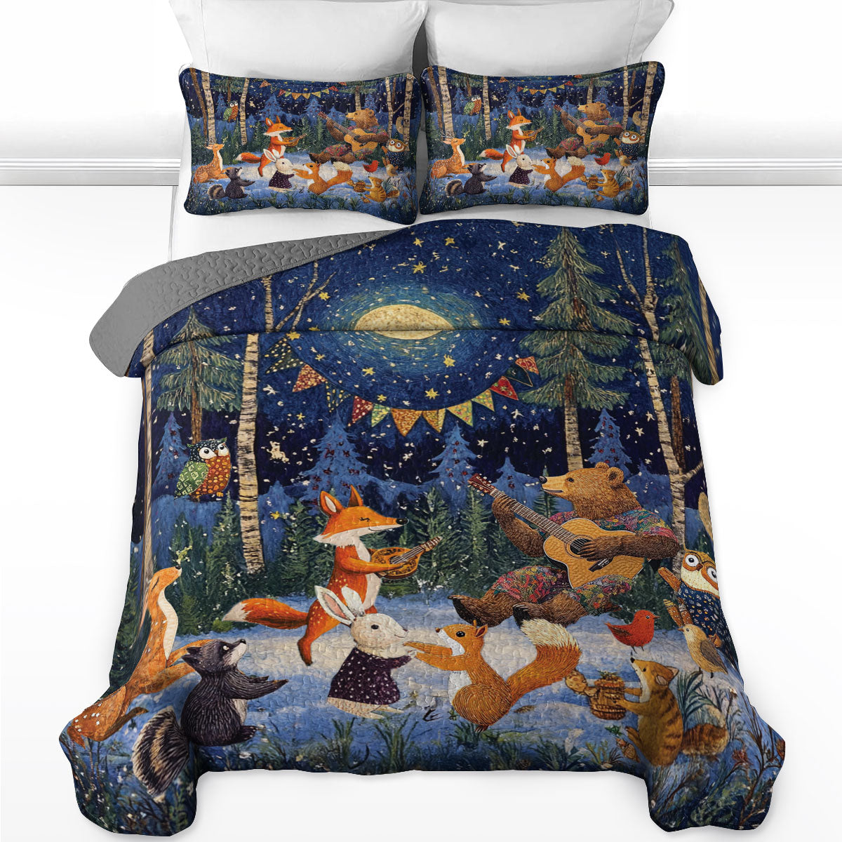 Shineful All Season Quilt 3-Piece Set Forest Festival Night