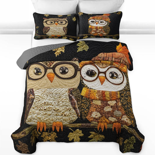 Shineful All Season Quilt 3-Piece Set - Autumn Owl Harmony