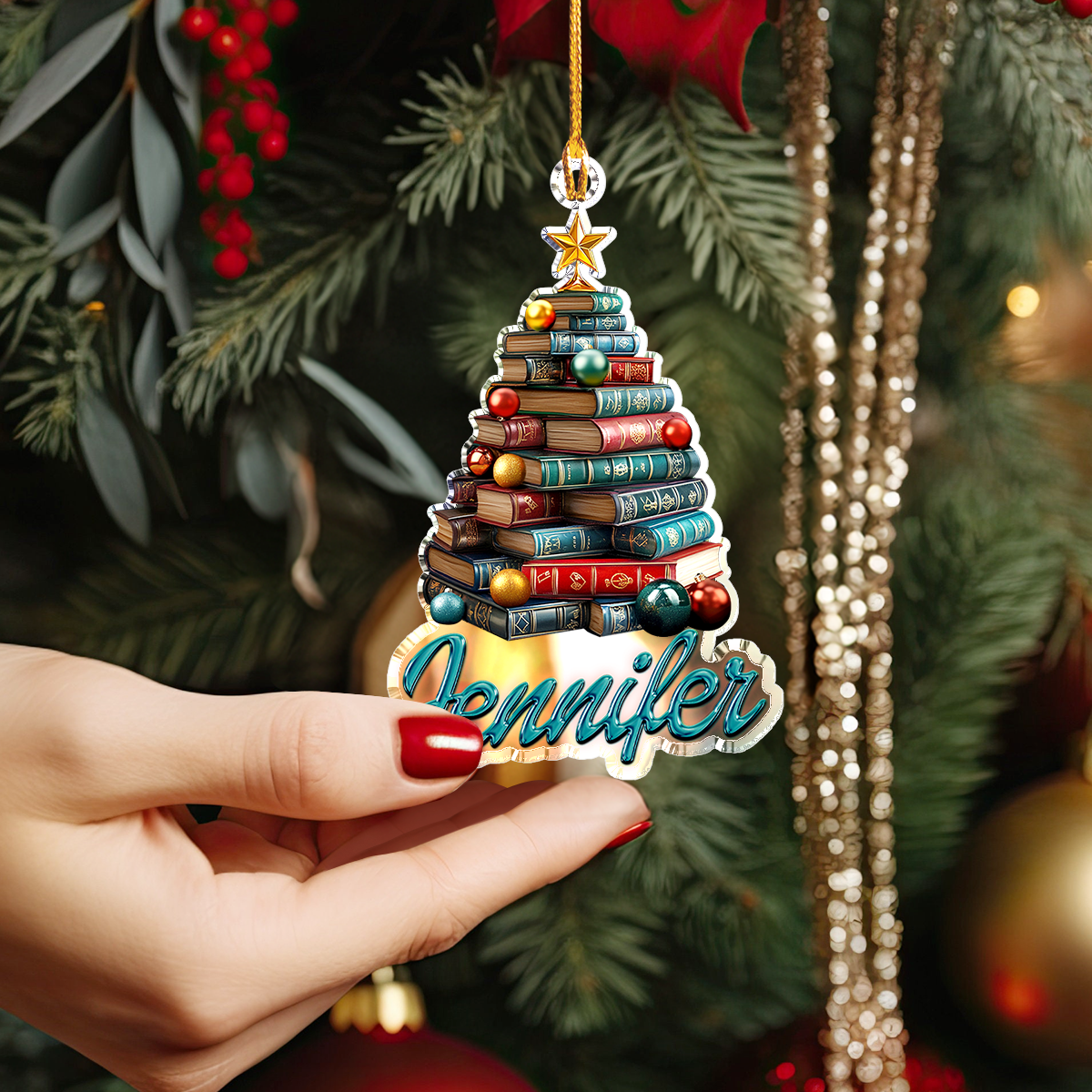 Shineful 2D Acrylic Ornament Festive Book Tower Charm