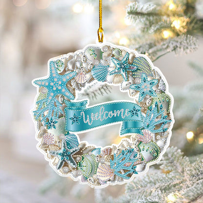 Shineful 2D Acrylic Ornament - Seaside Holiday Welcome Wreath