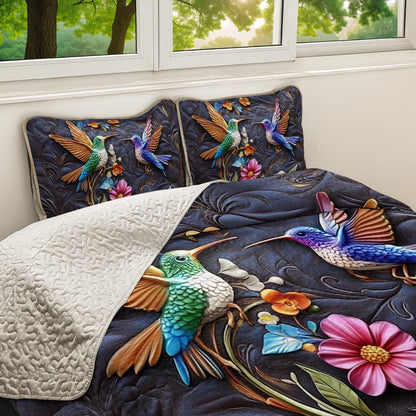 Shineful All Season Quilt 3-Piece Set Hummingbird Dream