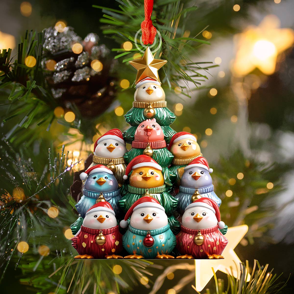 Shineful 2D Acrylic Ornament Chicken Christmas Tree