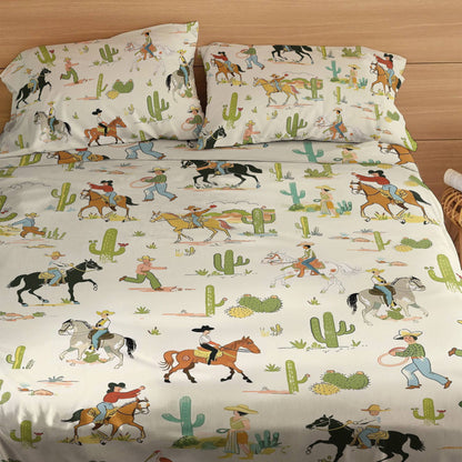 Shineful 4-Piece Bed Sheet Set Cowboy Adventure