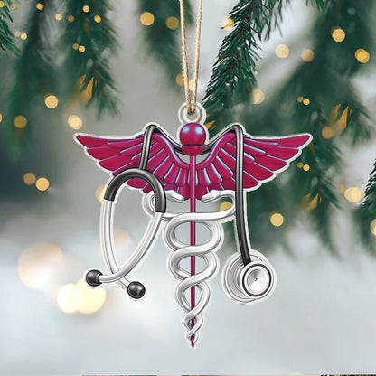 Shineful 2D Acrylic Ornament - Medical Caduceus