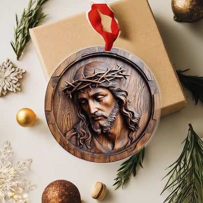 Glänzendes 2D Acryl Ornament Erlöser Relief Christus heilig