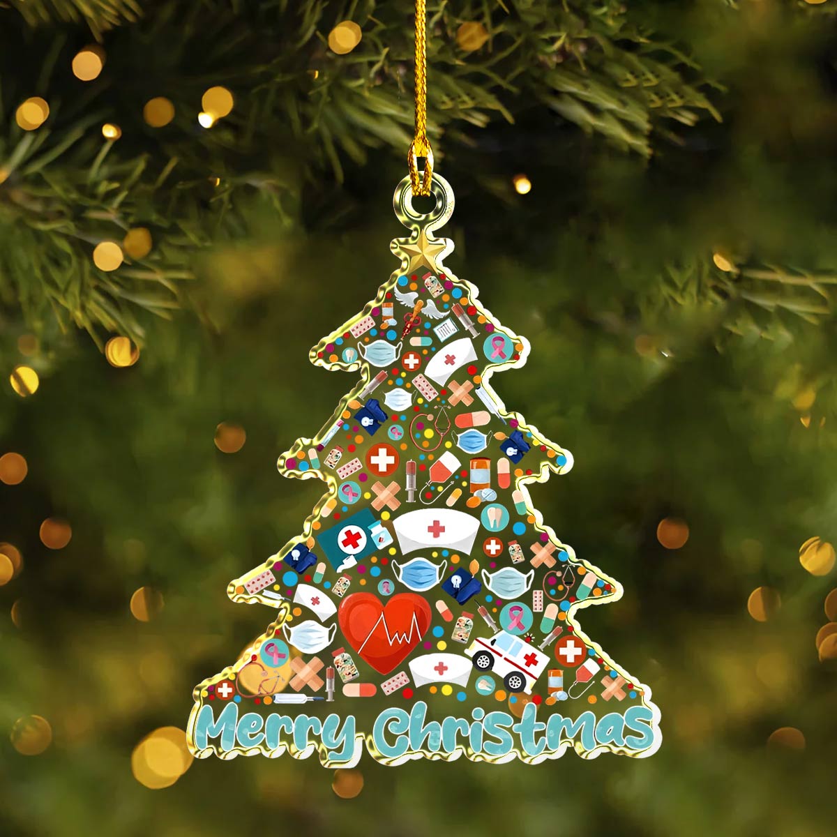 Shineful 2D Acrylic Ornament Merry Medics Holiday