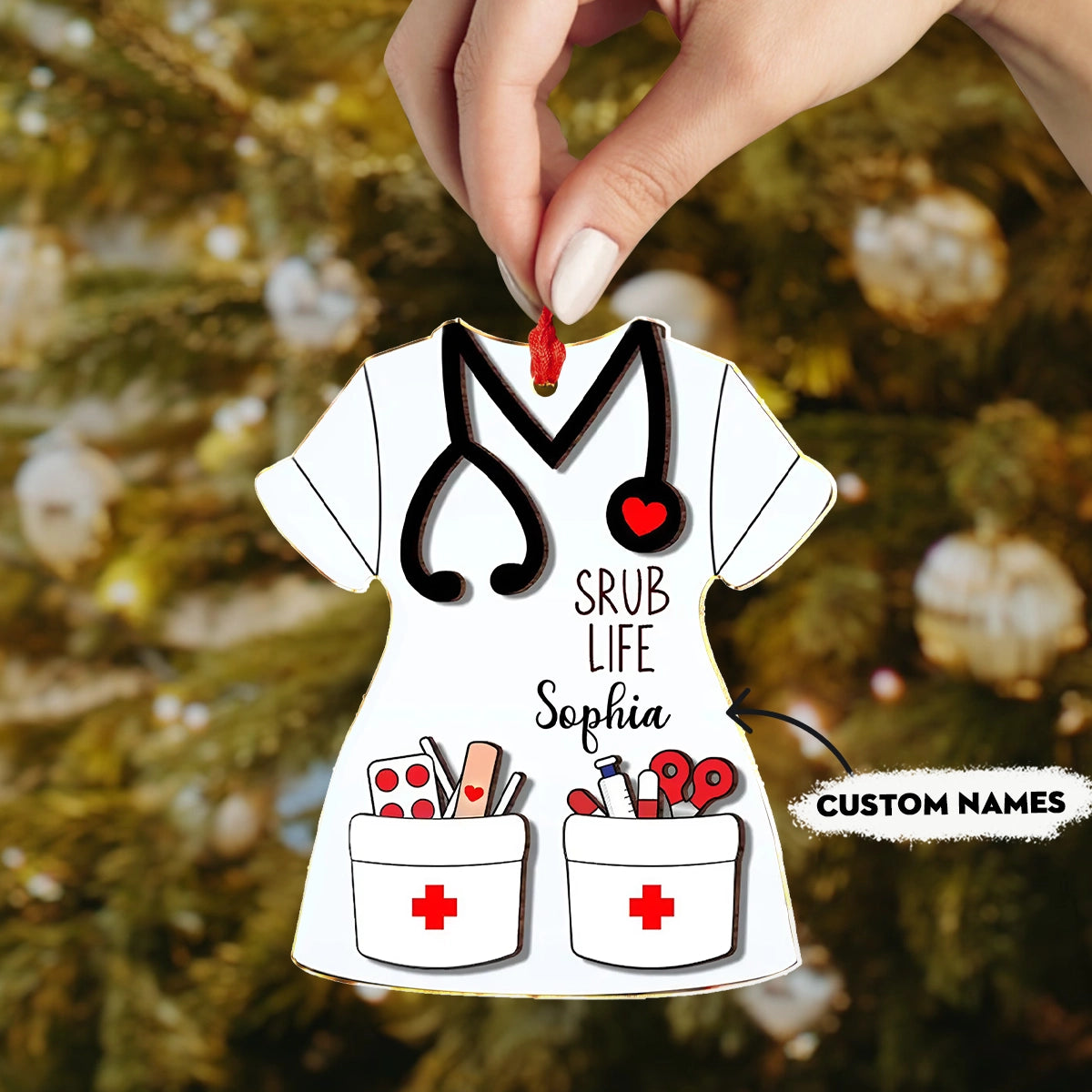 Shineful 2D Acrylic Ornament Personalized Nurse Scrub Life