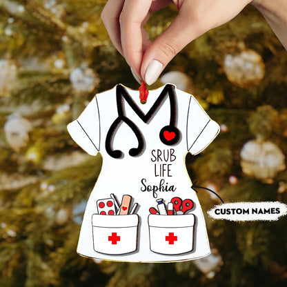 Shineful 2D Acrylic Ornament Personalized Nurse Scrub Life