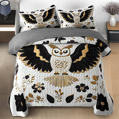 Shineful All Season Quilt 3-Piece Set - Majestic Night Owl