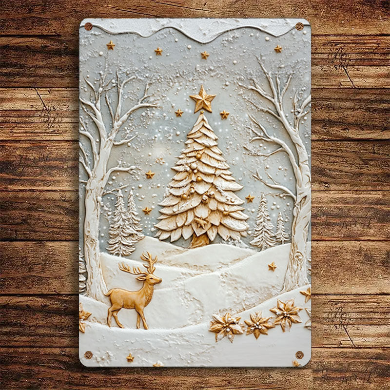 Shineful 2D Metal Sign Golden Reindeer