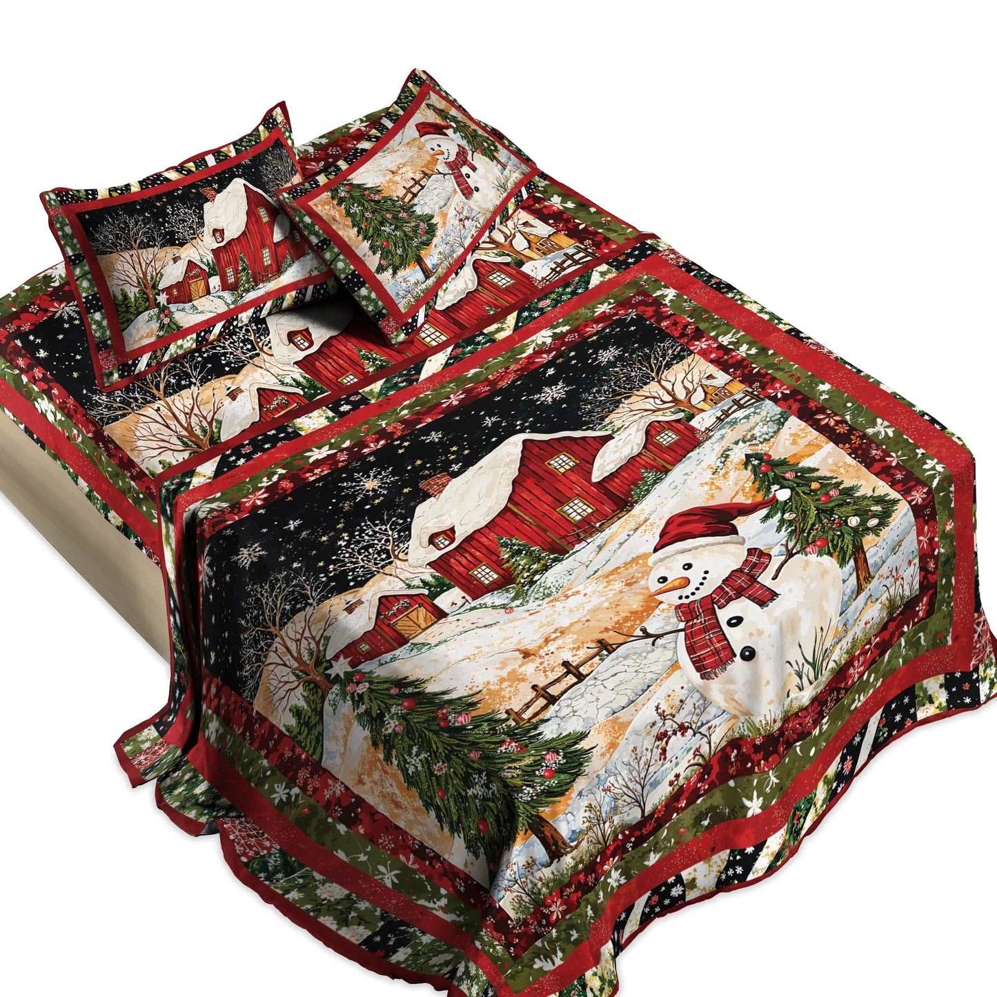 Shineful 4-Piece Bed Sheet Set - Snowman's Christmas Dream