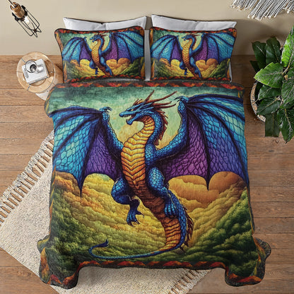 Shineful All Season Quilt 3-Piece Set - Dragon's Ascent