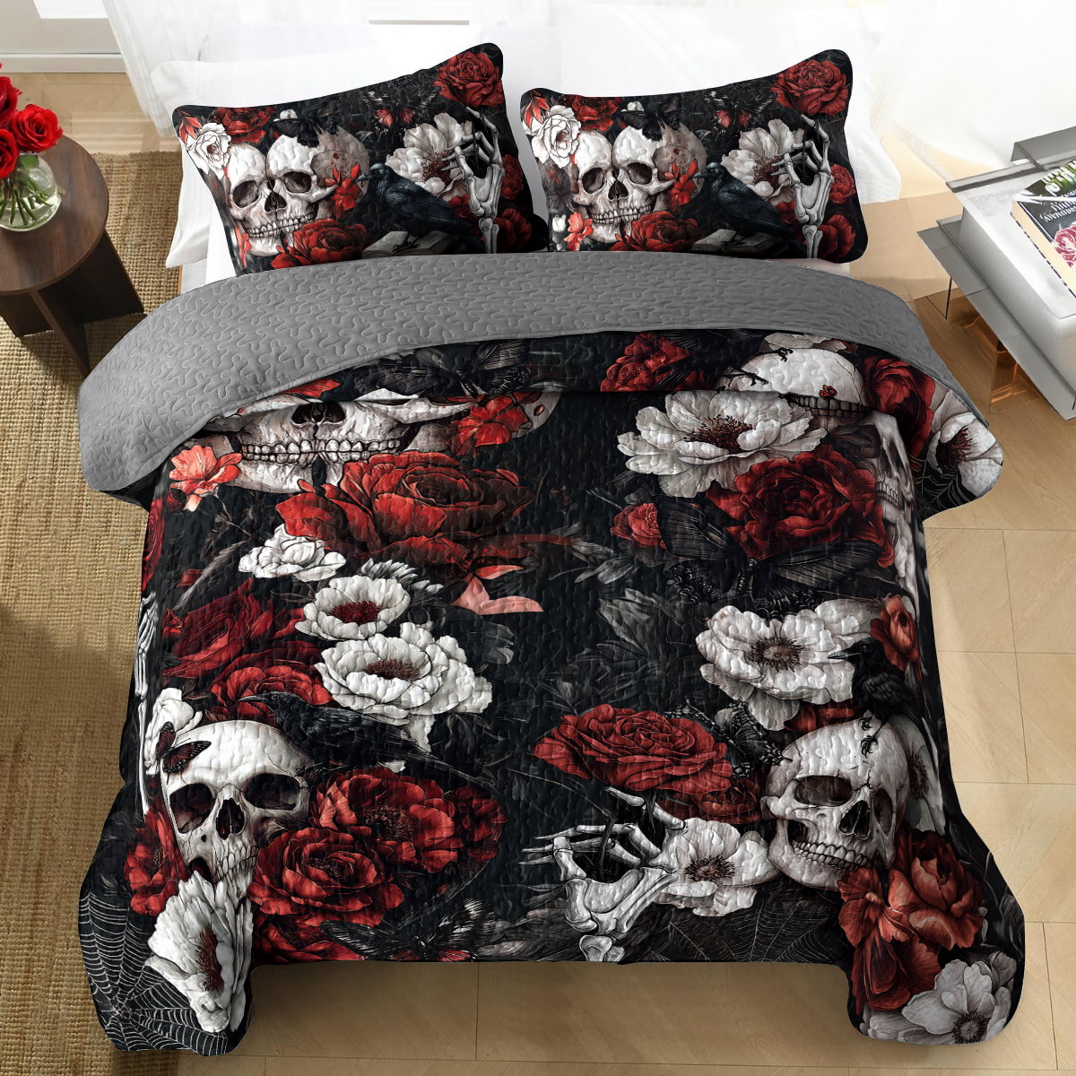 Shineful All Season Quilt 3-Piece Set Haunting Gothic Love