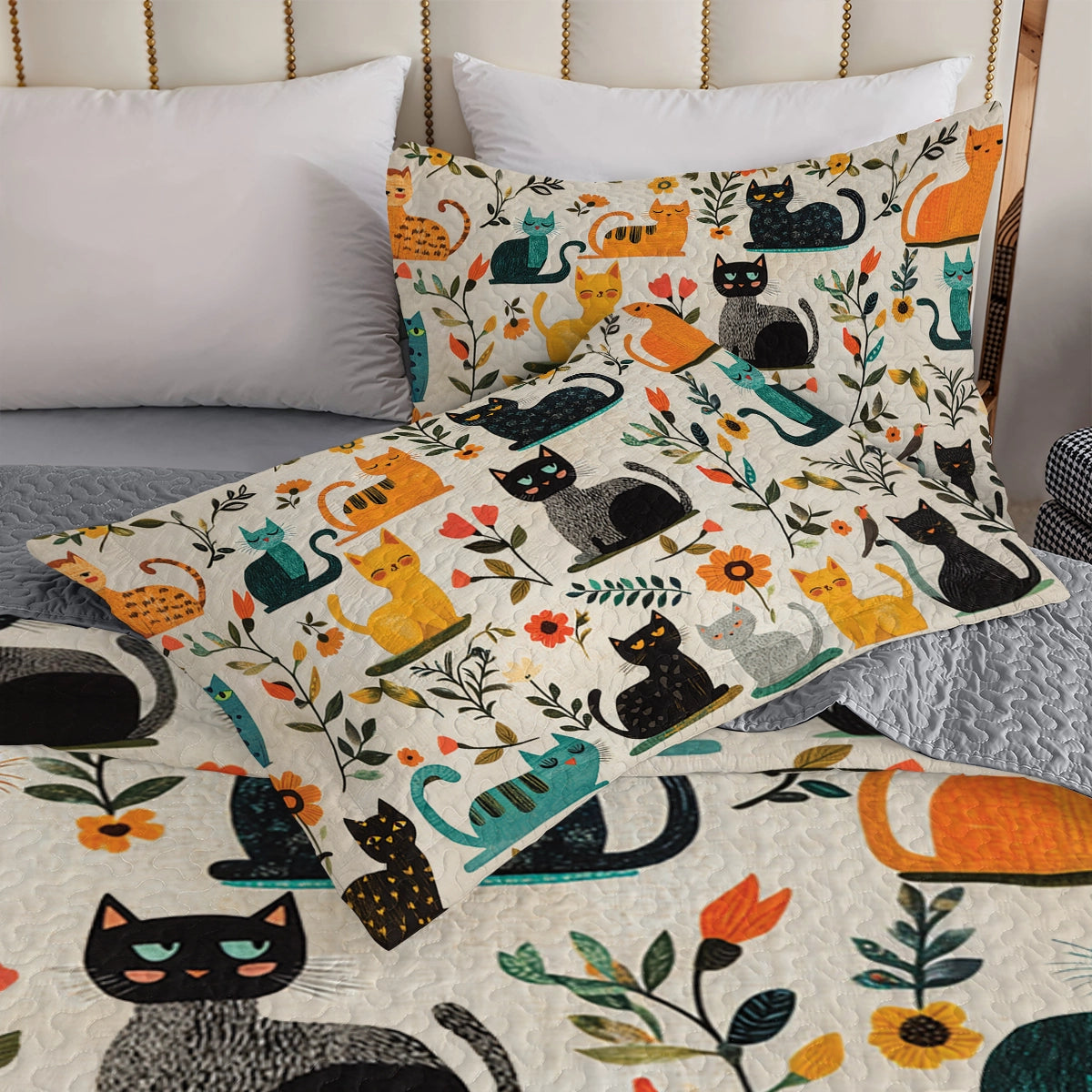 Shineful All Season Quilt 3-Piece Set - Purrfect Dreams Cat