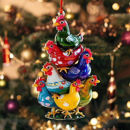 Shineful 2D Acrylic Ornament Chicken Festive Flock Stack